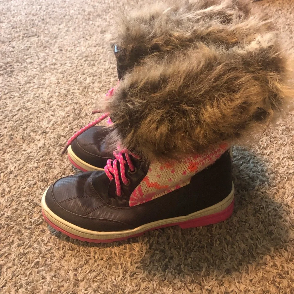 Justice Winter Boots Sweater Faux Fur